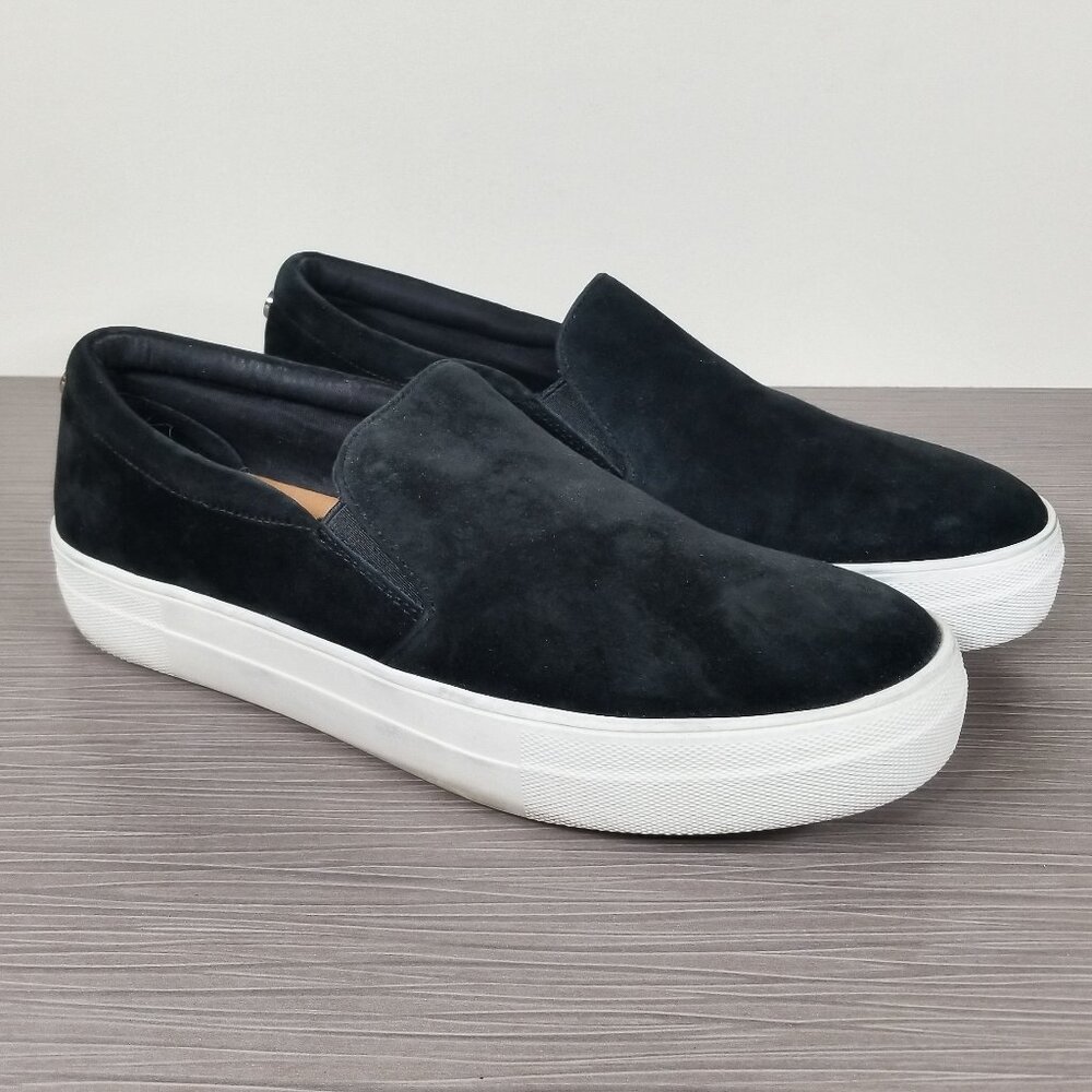 Steve Madden Gills Platform Slip-On Sneaker, Black Suede, Womens Size 9 M
